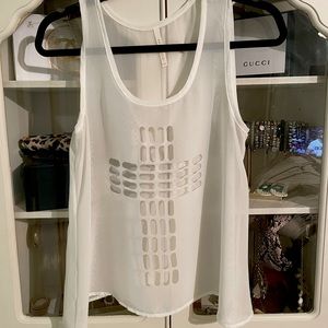 White cross cut out tank - Sz Small